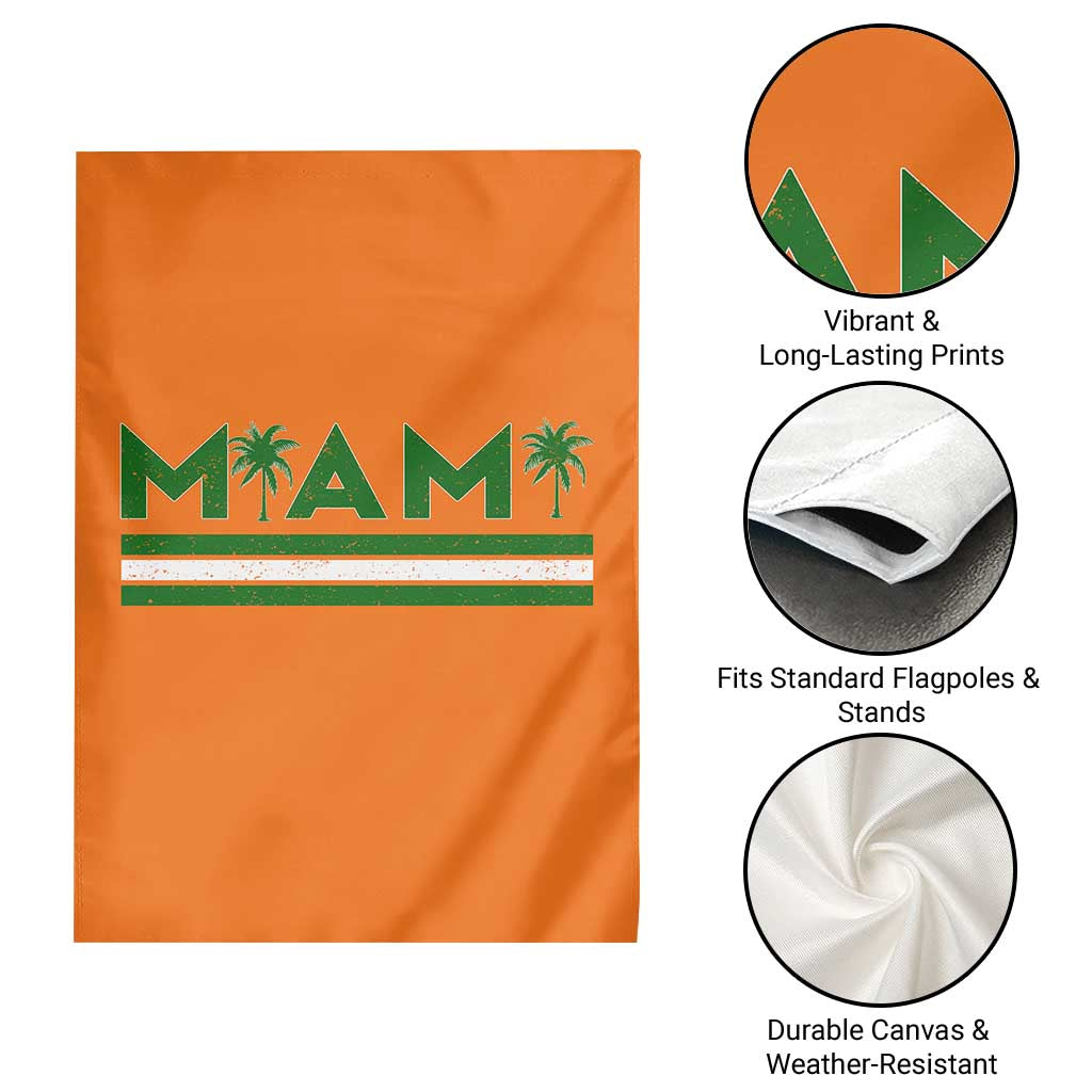 Retro Miami Palm Tree Garden Flag Vintage South Florida Pride Distressed Orange and Green TS02 Print Your Wear