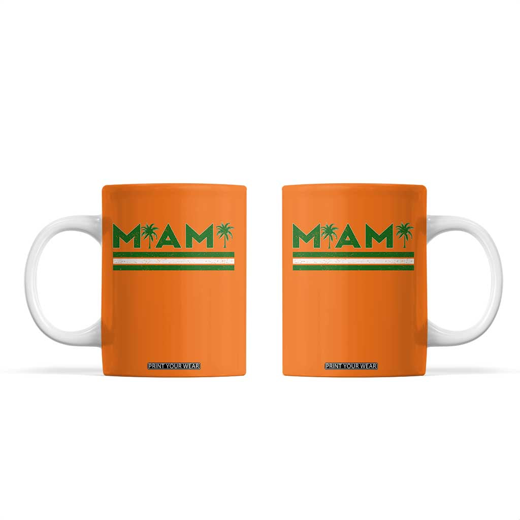 Retro Miami Palm Tree Coffee Mug Vintage South Florida Pride Distressed Orange and Green TS02 Orange Print Your Wear