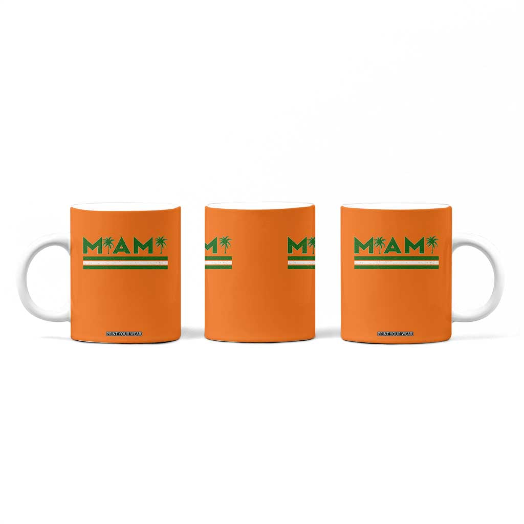 Retro Miami Palm Tree Coffee Mug Vintage South Florida Pride Distressed Orange and Green TS02 Print Your Wear