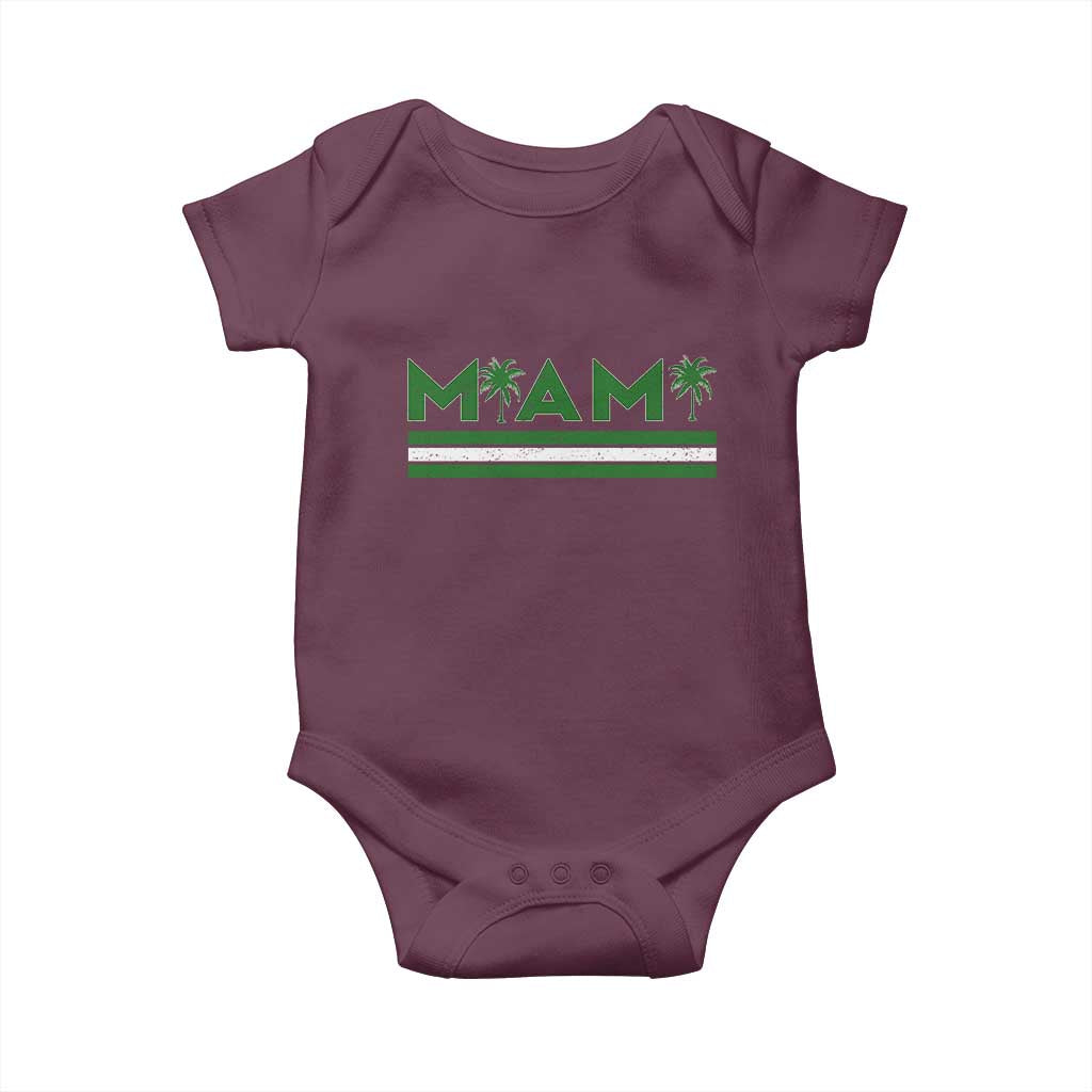 Retro Miami Palm Tree Baby Onesie Vintage South Florida Pride Distressed Orange and Green TS02 Maroon Print Your Wear