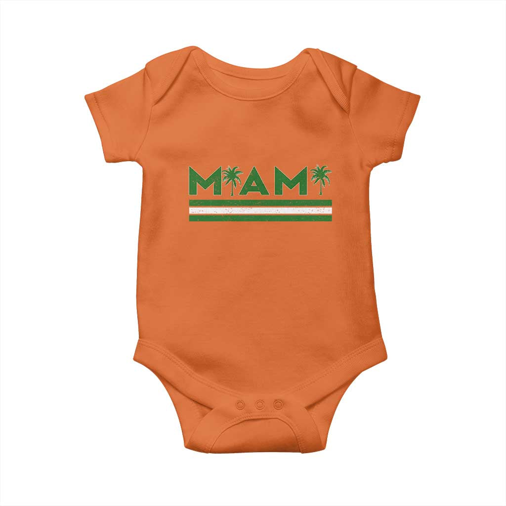 Retro Miami Palm Tree Baby Onesie Vintage South Florida Pride Distressed Orange and Green TS02 Orange Print Your Wear