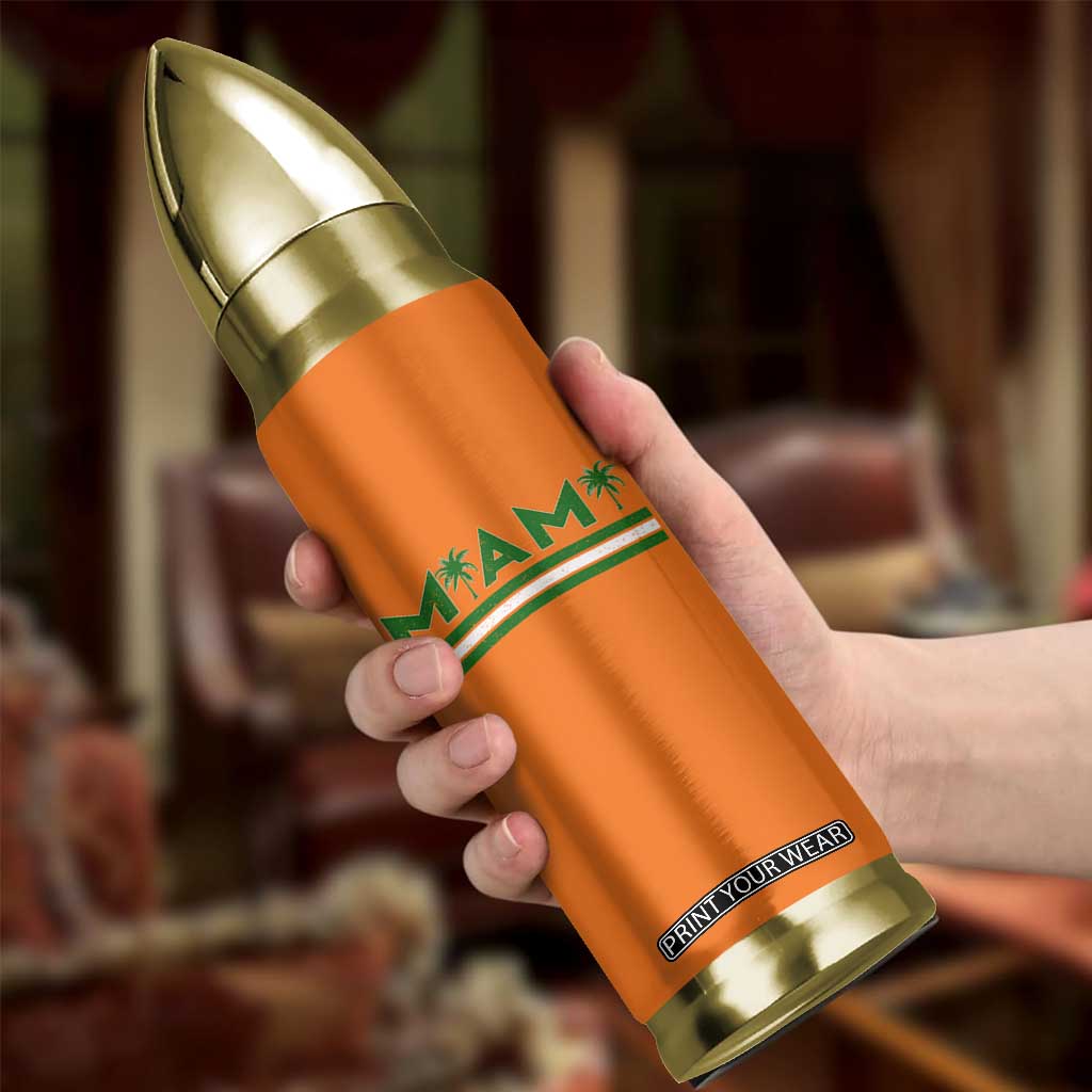 Retro Miami Palm Tree Bullet Tumbler Vintage South Florida Pride Distressed Orange and Green TS02 Print Your Wear