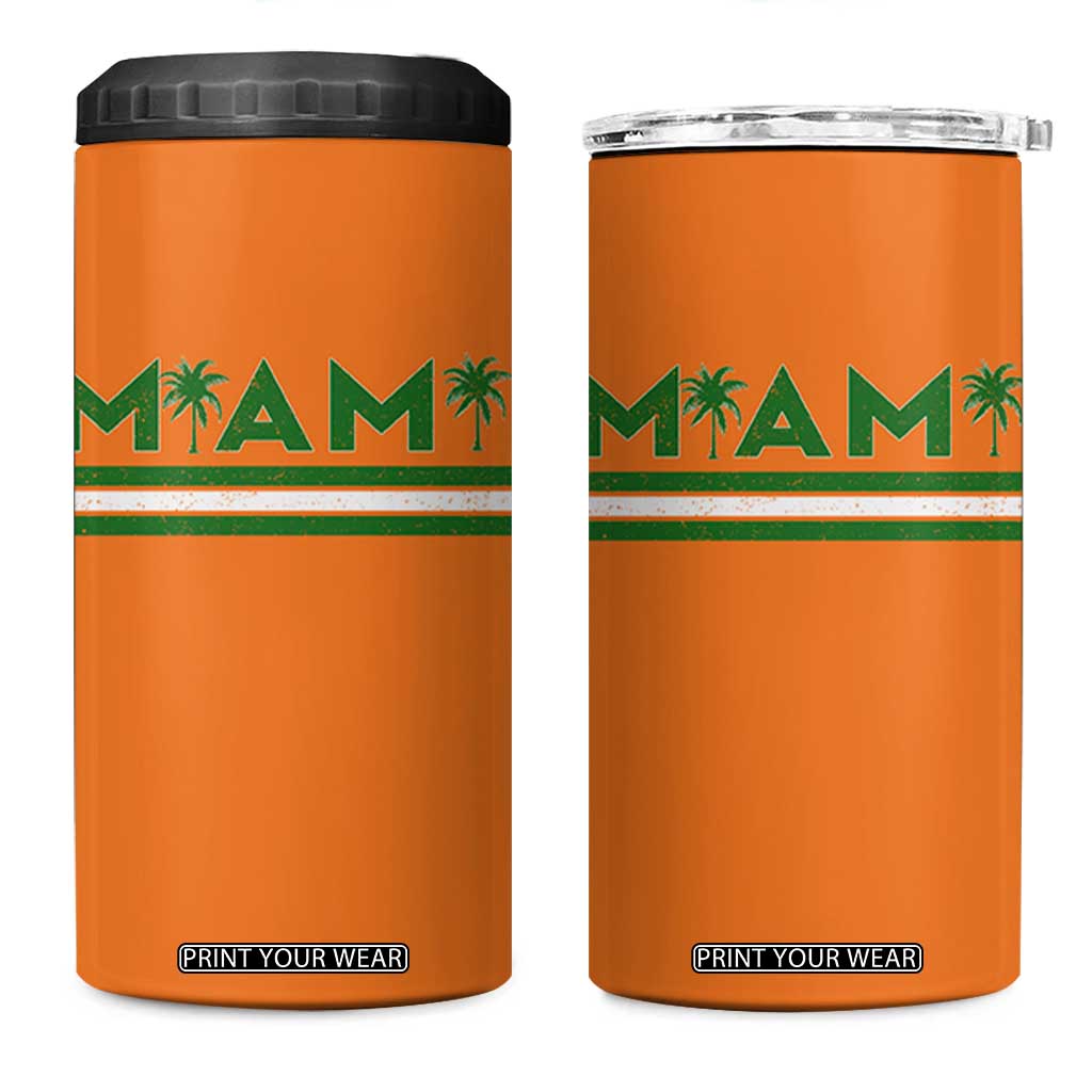 Retro Miami Palm Tree 4 in 1 Can Cooler Tumbler Vintage South Florida Pride Distressed Orange and Green TS02 One Size: 16 oz Orange Print Your Wear