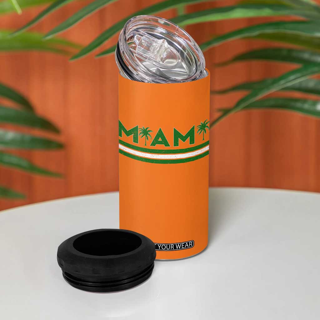 Retro Miami Palm Tree 4 in 1 Can Cooler Tumbler Vintage South Florida Pride Distressed Orange and Green TS02 Print Your Wear