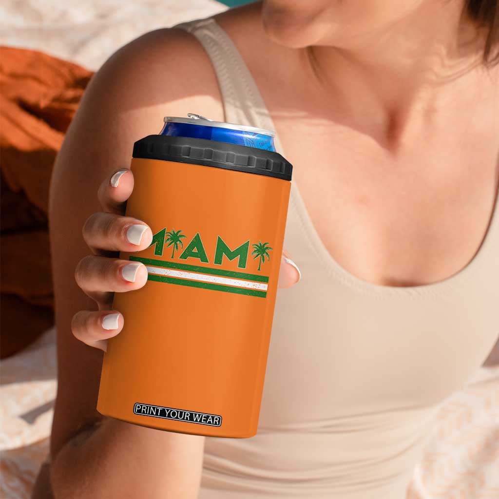 Retro Miami Palm Tree 4 in 1 Can Cooler Tumbler Vintage South Florida Pride Distressed Orange and Green TS02 Print Your Wear