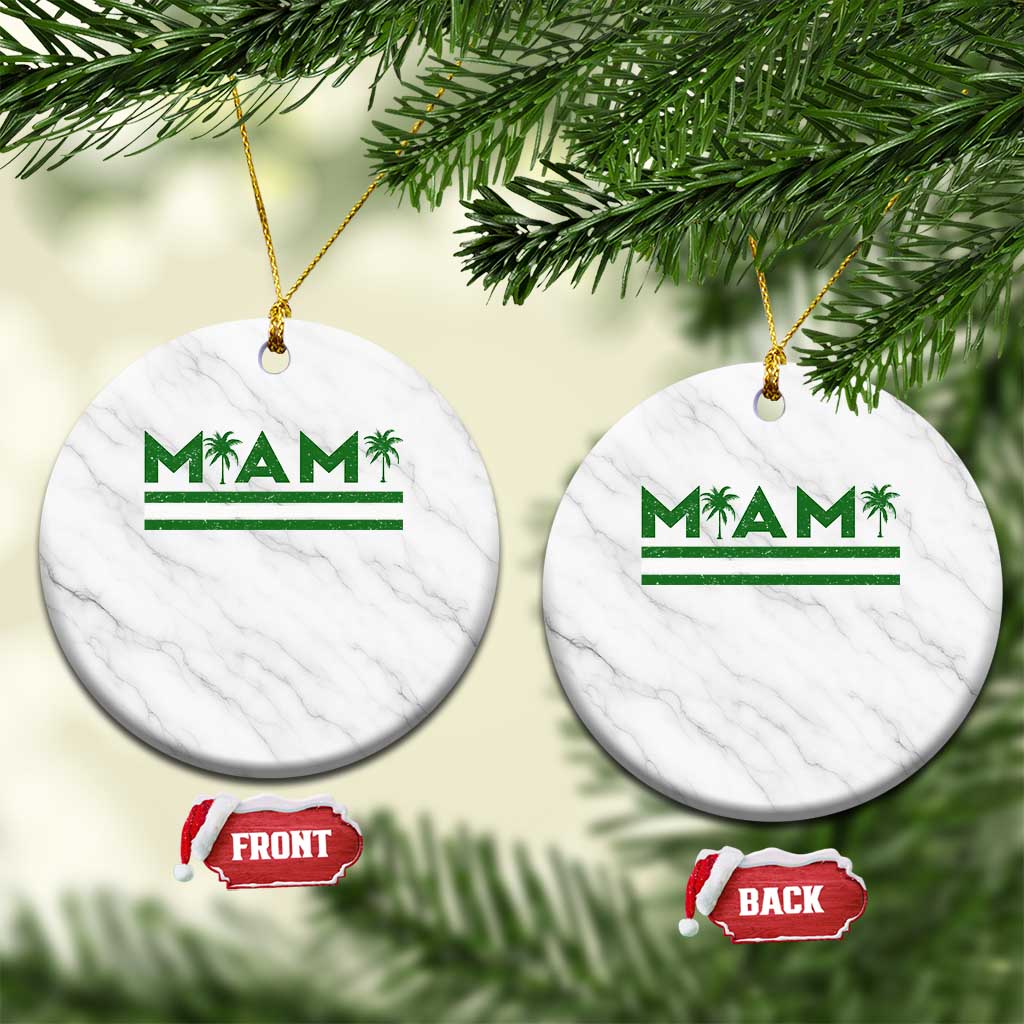 Retro Miami Palm Tree Ceramic Ornament Vintage South Florida Pride Distressed Orange and Green TS02 1pc White Marble Print Your Wear