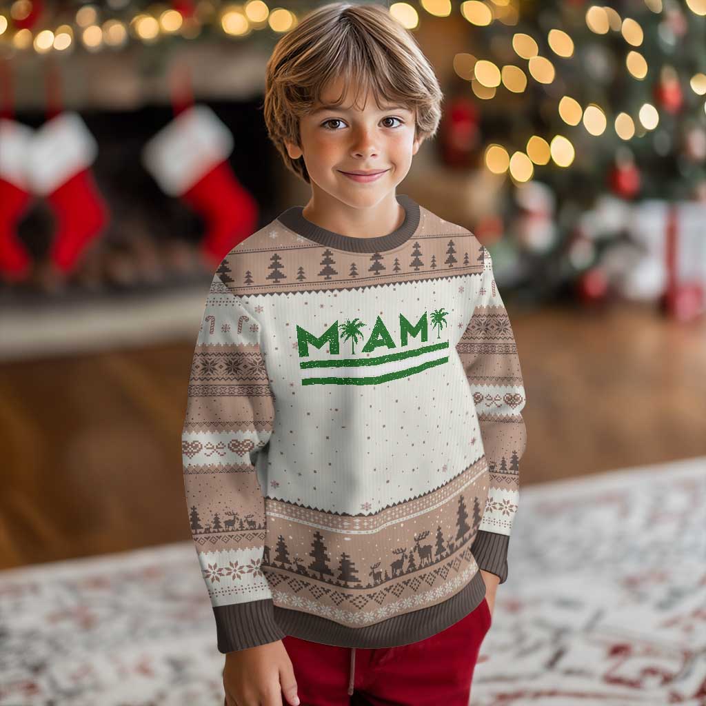 Retro Miami Palm Tree Ugly Christmas Sweater Vintage South Florida Pride Distressed Orange and Green TS02 Mocha Mousse Print Your Wear