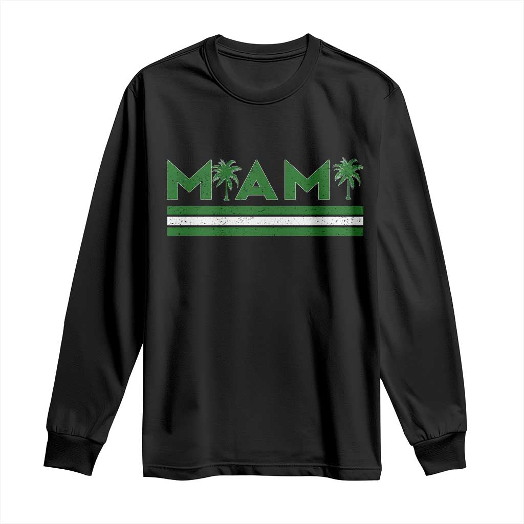 Retro Miami Palm Tree Long Sleeve Shirt Vintage South Florida Pride Distressed Orange and Green TS02 Black Print Your Wear