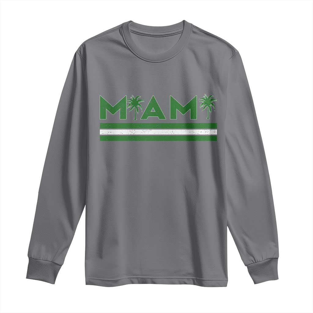 Retro Miami Palm Tree Long Sleeve Shirt Vintage South Florida Pride Distressed Orange and Green TS02 Charcoal Print Your Wear