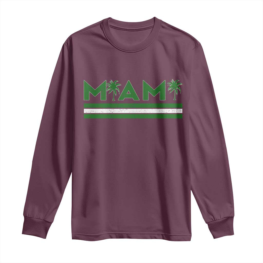 Retro Miami Palm Tree Long Sleeve Shirt Vintage South Florida Pride Distressed Orange and Green TS02 Maroon Print Your Wear