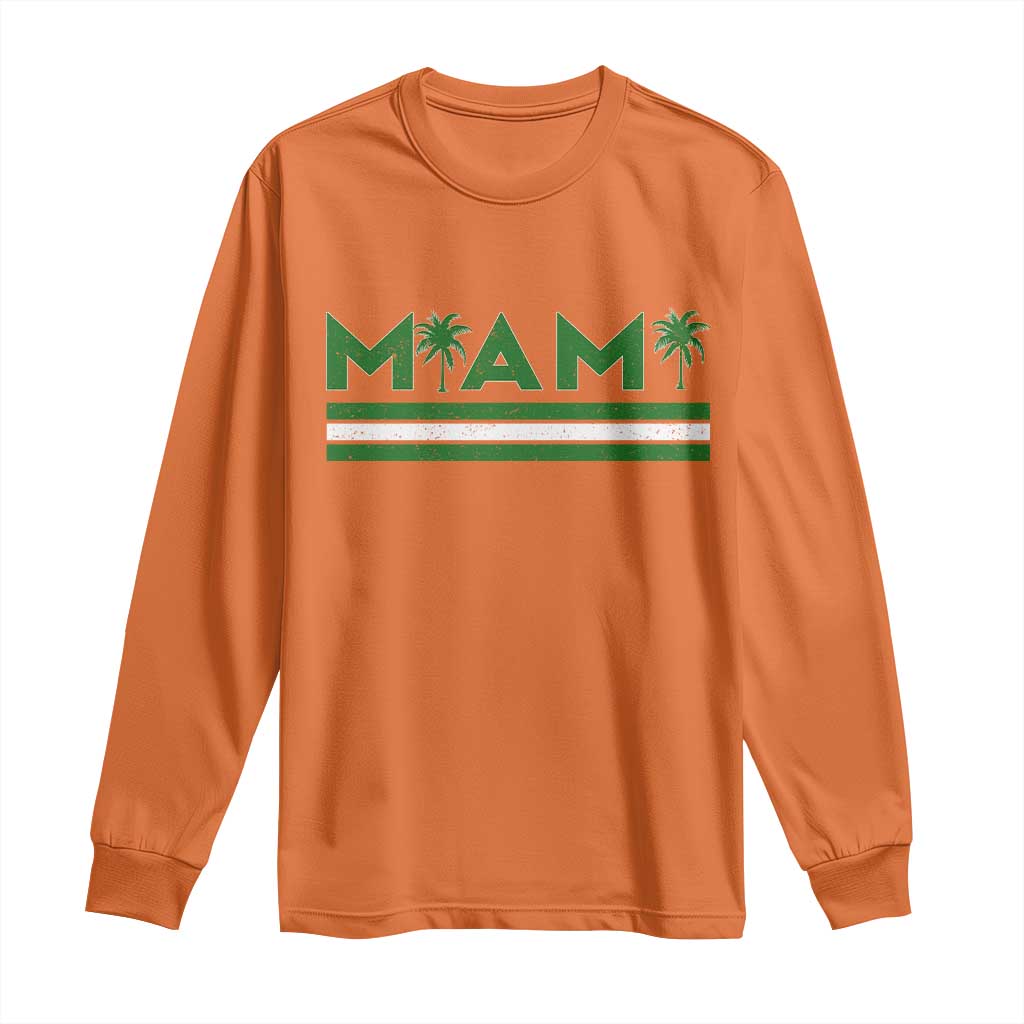 Retro Miami Palm Tree Long Sleeve Shirt Vintage South Florida Pride Distressed Orange and Green TS02 Orange Print Your Wear