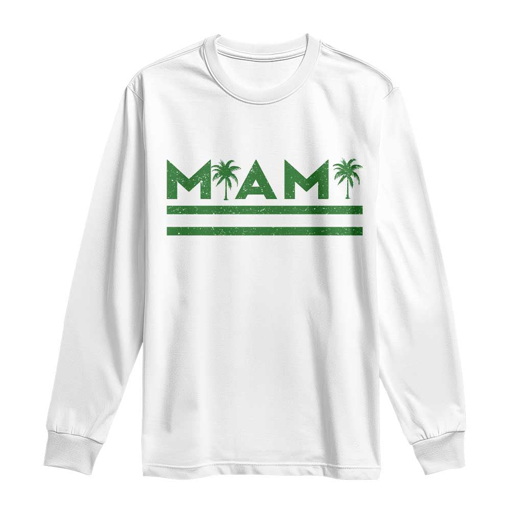 Retro Miami Palm Tree Long Sleeve Shirt Vintage South Florida Pride Distressed Orange and Green TS02 White Print Your Wear