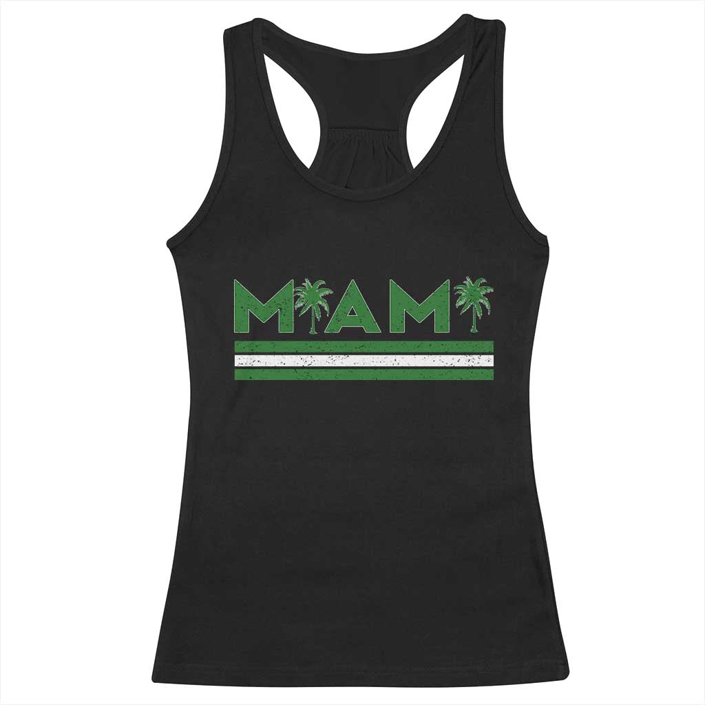 Retro Miami Palm Tree Racerback Tank Top Vintage South Florida Pride Distressed Orange and Green TS02 Black Print Your Wear