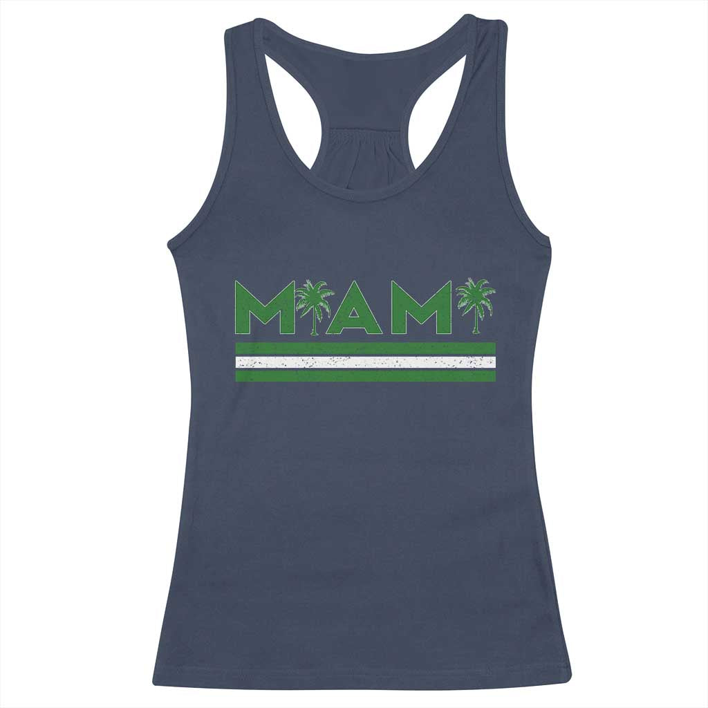 Retro Miami Palm Tree Racerback Tank Top Vintage South Florida Pride Distressed Orange and Green TS02 Navy Print Your Wear