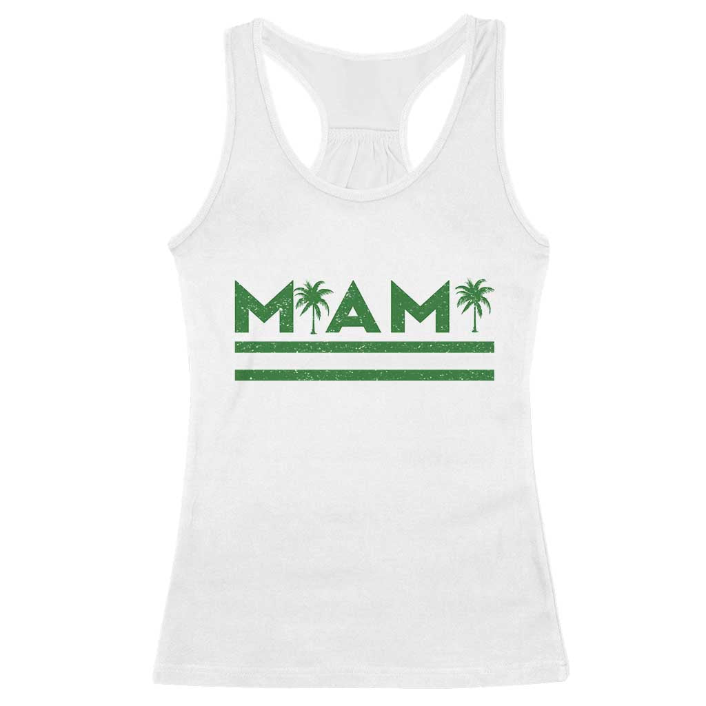 Retro Miami Palm Tree Racerback Tank Top Vintage South Florida Pride Distressed Orange and Green TS02 White Print Your Wear