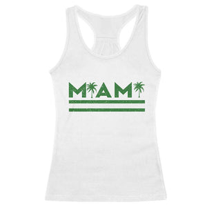 Retro Miami Palm Tree Racerback Tank Top Vintage South Florida Pride Distressed Orange and Green TS02 White Print Your Wear
