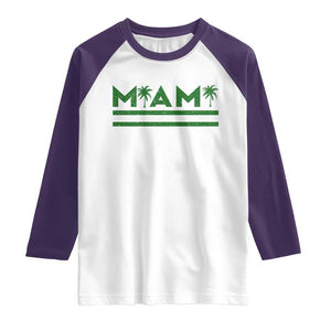 Retro Miami Palm Tree Raglan Shirt Vintage South Florida Pride Distressed Orange and Green TS02 White Purple Print Your Wear