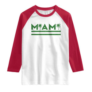 Retro Miami Palm Tree Raglan Shirt Vintage South Florida Pride Distressed Orange and Green TS02 White Red Print Your Wear