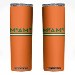 Retro Miami Palm Tree Skinny Tumbler Vintage South Florida Pride Distressed Orange and Green TS02 Orange Print Your Wear