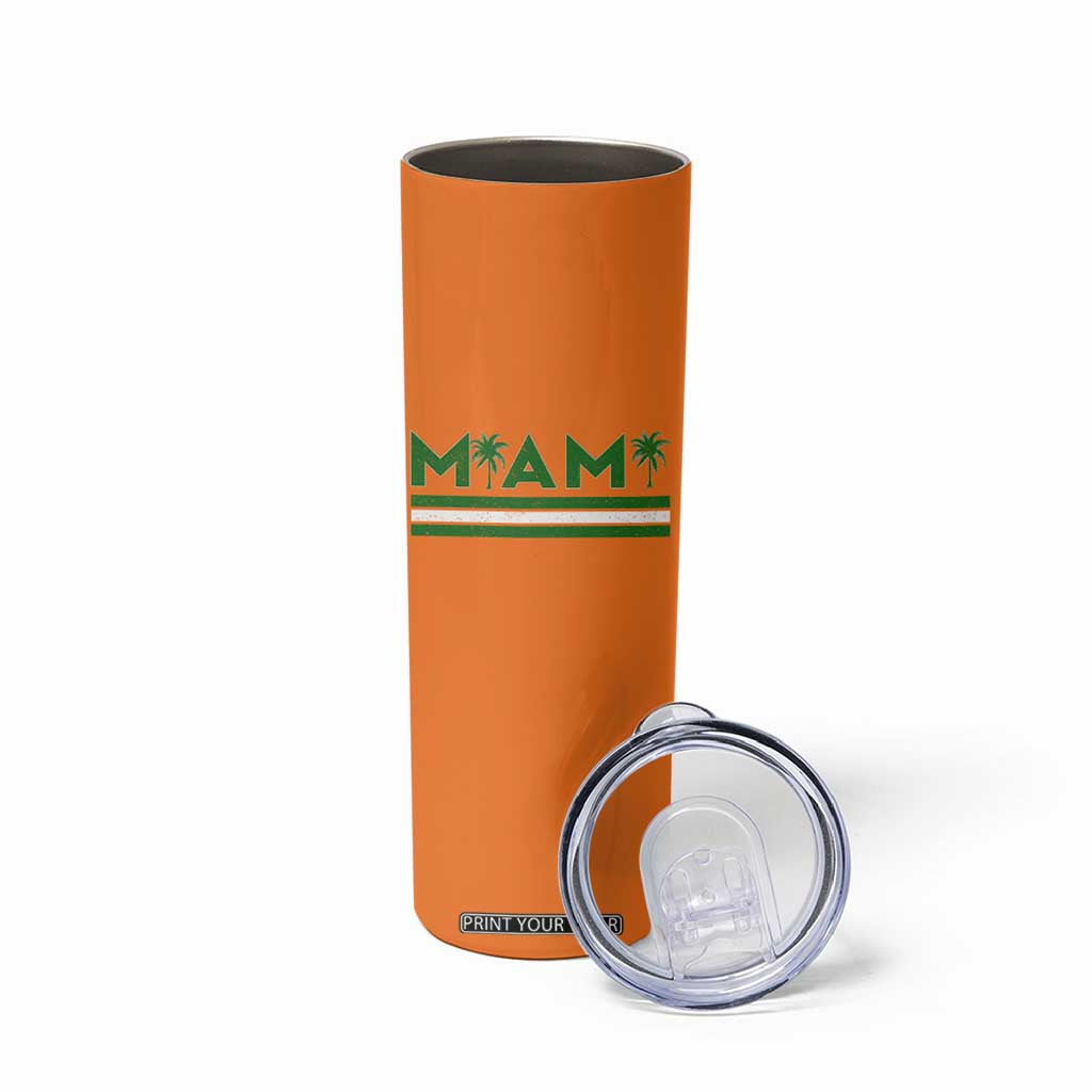 Retro Miami Palm Tree Skinny Tumbler Vintage South Florida Pride Distressed Orange and Green TS02 Print Your Wear