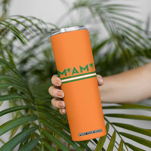 Retro Miami Palm Tree Skinny Tumbler Vintage South Florida Pride Distressed Orange and Green TS02 Print Your Wear