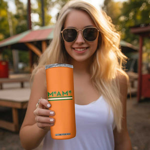 Retro Miami Palm Tree Skinny Tumbler Vintage South Florida Pride Distressed Orange and Green TS02 Print Your Wear