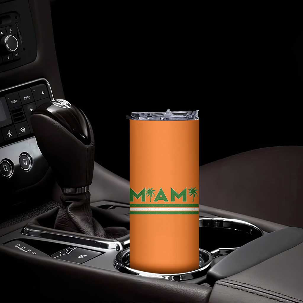 Retro Miami Palm Tree Skinny Tumbler Vintage South Florida Pride Distressed Orange and Green TS02 Print Your Wear