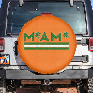 Retro Miami Palm Tree Spare Tire Cover Vintage South Florida Pride Distressed Orange and Green TS02 No hole Orange Print Your Wear