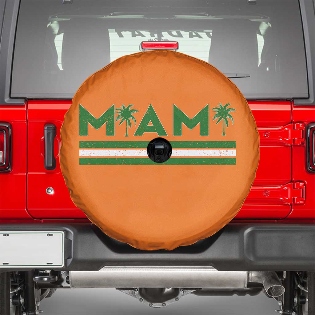 Retro Miami Palm Tree Spare Tire Cover Vintage South Florida Pride Distressed Orange and Green TS02 Orange Print Your Wear