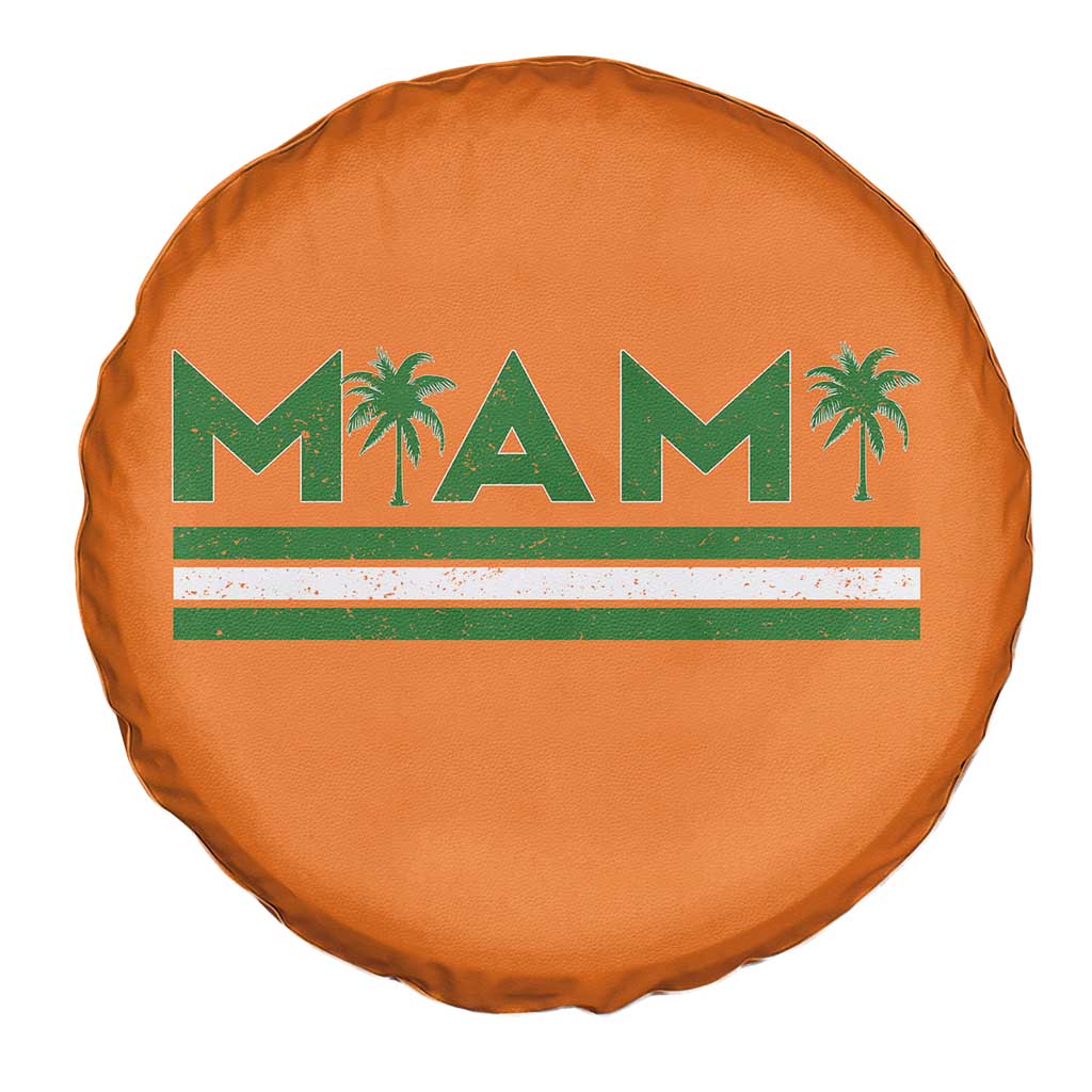 Retro Miami Palm Tree Spare Tire Cover Vintage South Florida Pride Distressed Orange and Green TS02 Print Your Wear