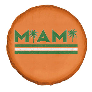 Retro Miami Palm Tree Spare Tire Cover Vintage South Florida Pride Distressed Orange and Green TS02 Print Your Wear