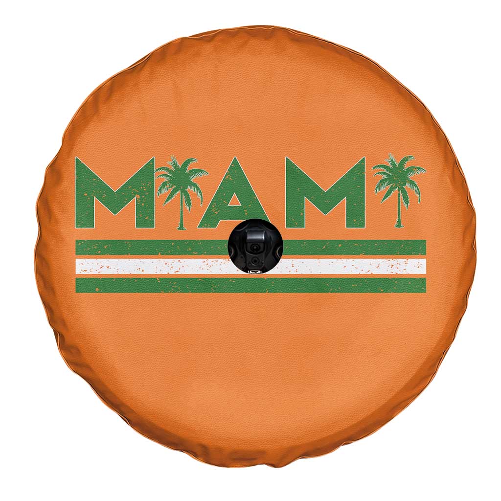 Retro Miami Palm Tree Spare Tire Cover Vintage South Florida Pride Distressed Orange and Green TS02 Print Your Wear