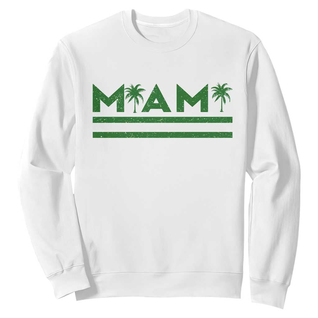 Retro Miami Palm Tree Sweatshirt Vintage South Florida Pride Distressed Orange and Green TS02 White Print Your Wear