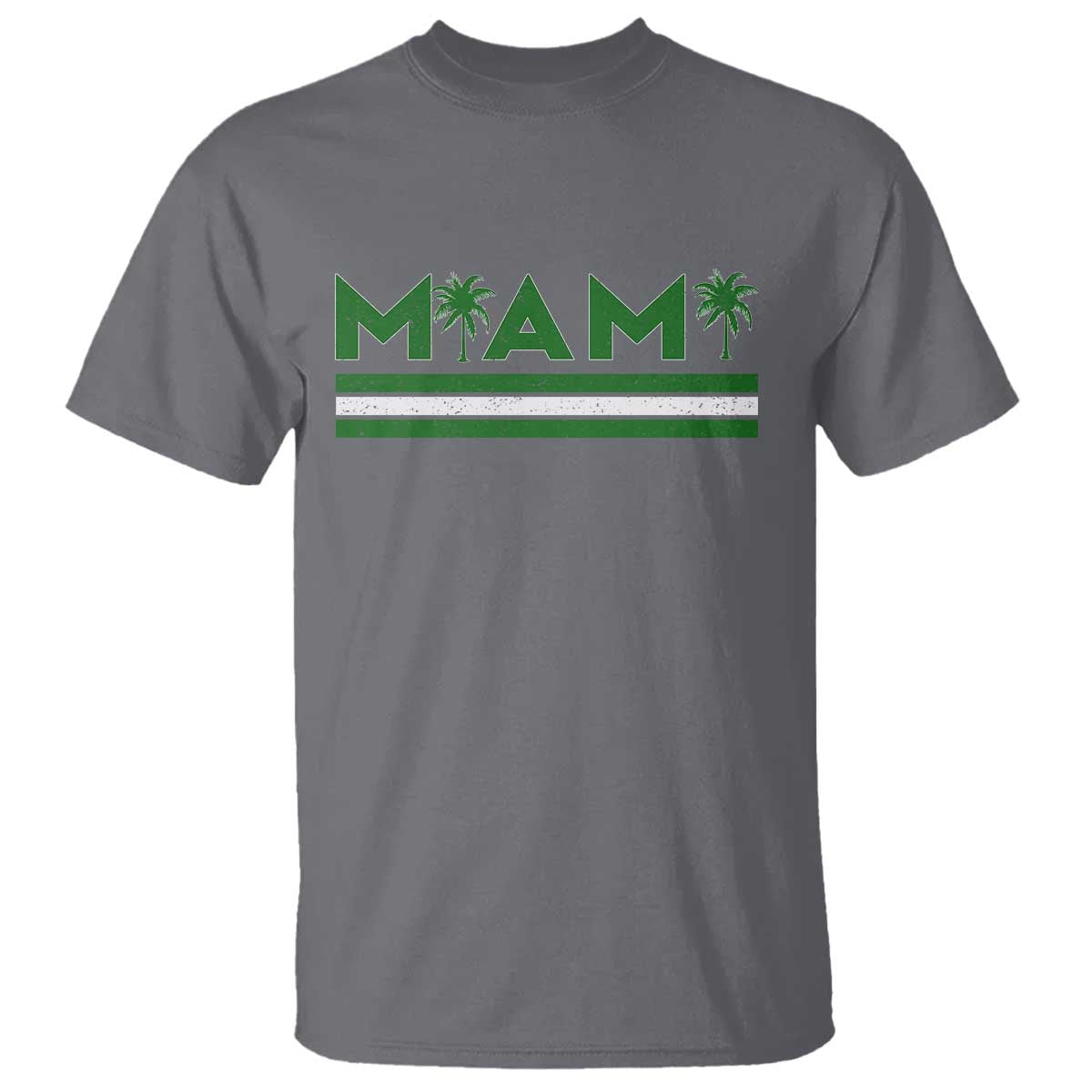 Retro Miami Palm Tree T Shirt Vintage South Florida Pride Distressed Orange and Green TS02 Charcoal Print Your Wear