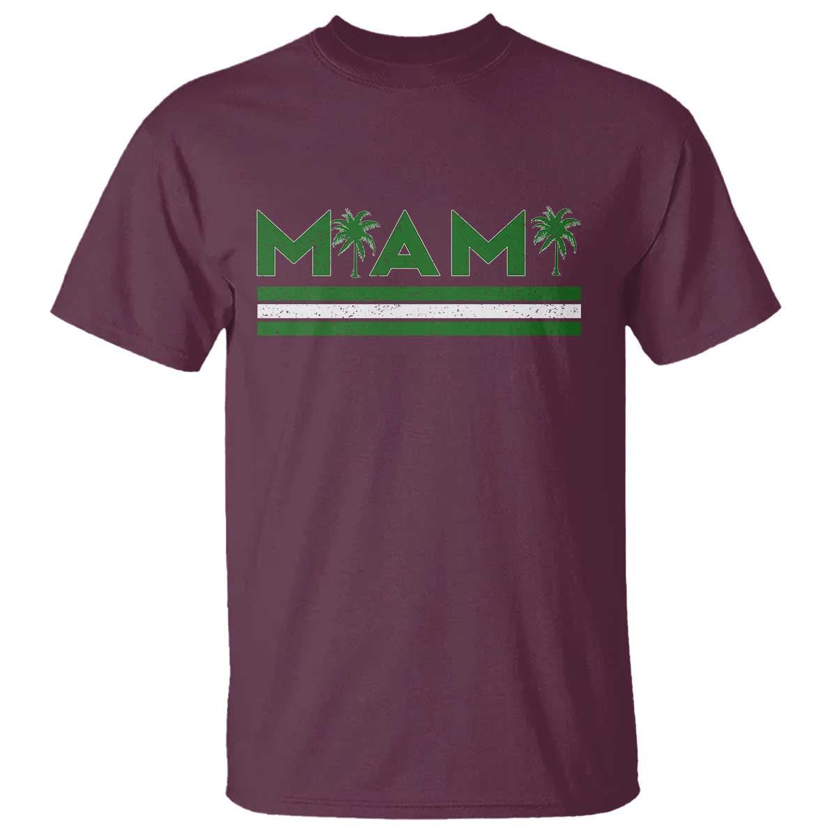 Retro Miami Palm Tree T Shirt Vintage South Florida Pride Distressed Orange and Green TS02 Maroon Print Your Wear