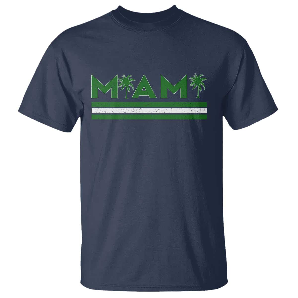 Retro Miami Palm Tree T Shirt Vintage South Florida Pride Distressed Orange and Green TS02 Navy Print Your Wear