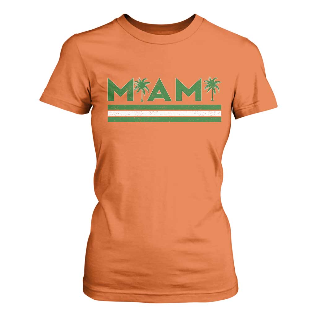 Retro Miami Palm Tree T Shirt For Women Vintage South Florida Pride Distressed Orange and Green TS02 Orange Print Your Wear