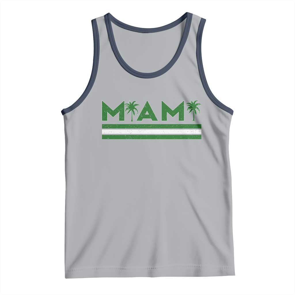 Retro Miami Palm Tree Tank Top Vintage South Florida Pride Distressed Orange and Green TS02 Athletic Heather Navy Print Your Wear
