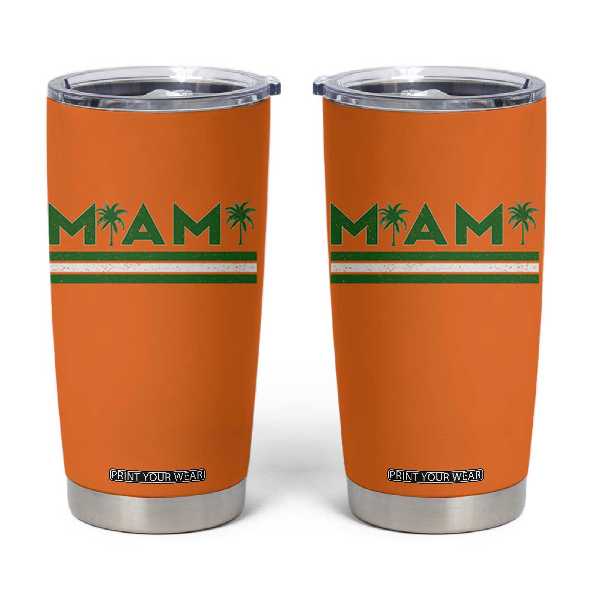 Retro Miami Palm Tree Tumbler Cup Vintage South Florida Pride Distressed Orange and Green TS02 Orange Print Your Wear