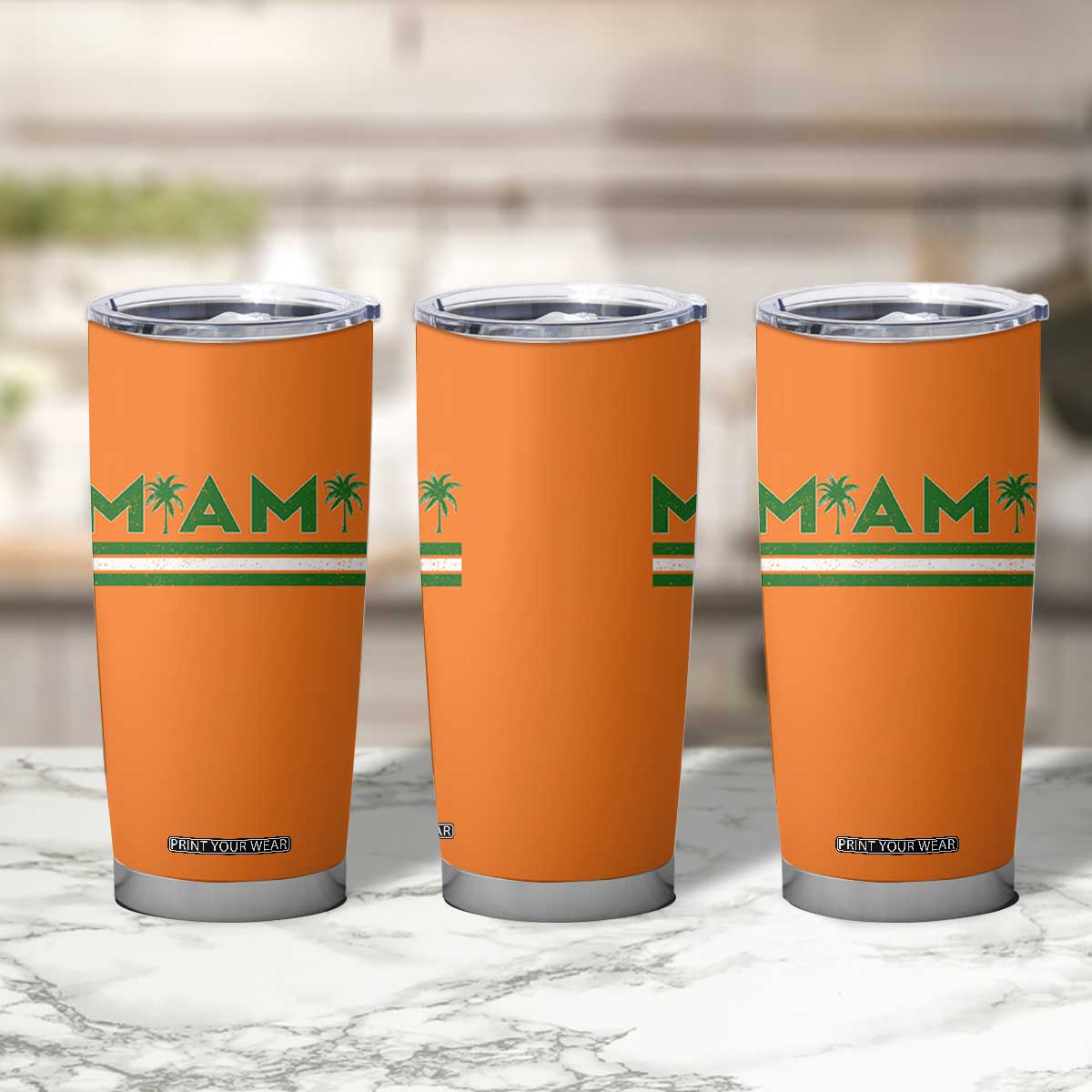 Retro Miami Palm Tree Tumbler Cup Vintage South Florida Pride Distressed Orange and Green TS02 Print Your Wear