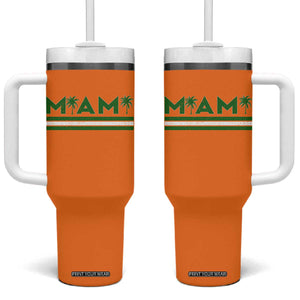 Retro Miami Palm Tree Tumbler With Handle Vintage South Florida Pride Distressed Orange and Green TS02 One Size: 40 oz Orange Print Your Wear