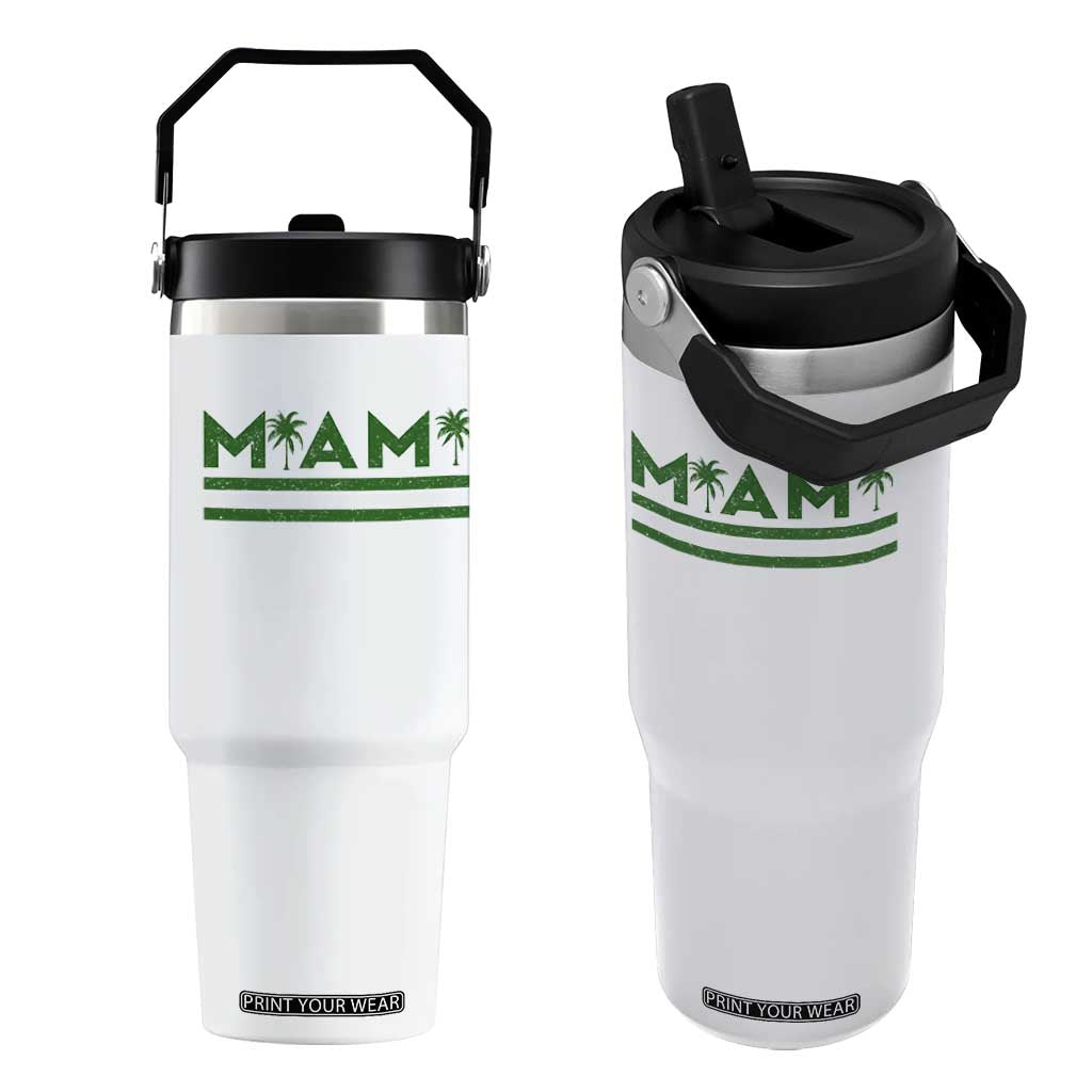 Retro Miami Palm Tree Flip Straw Tumbler Vintage South Florida Pride Distressed Orange and Green TS02 One Size: 30 oz White Print Your Wear
