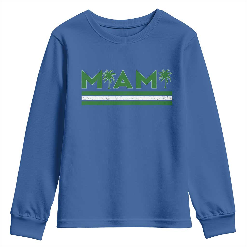 Retro Miami Palm Tree Youth Sweatshirt Vintage South Florida Pride Distressed Orange and Green TS02 Royal Blue Print Your Wear