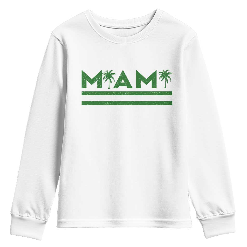 Retro Miami Palm Tree Youth Sweatshirt Vintage South Florida Pride Distressed Orange and Green TS02 White Print Your Wear