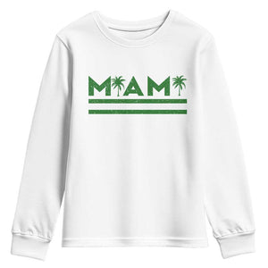 Retro Miami Palm Tree Youth Sweatshirt Vintage South Florida Pride Distressed Orange and Green TS02 White Print Your Wear