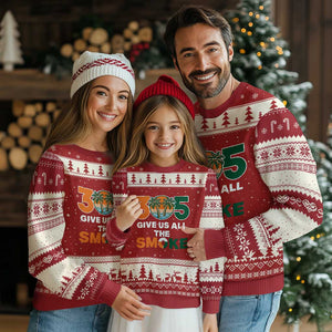 305 Give Us All the Smoke Ugly Christmas Sweater Miami Fan South Florida Pride TS02 Red Beige Print Your Wear