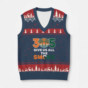 305 Give Us All the Smoke V-Neck Knit Sweater Vest Miami Fan South Florida Pride TS02 Navy Red Print Your Wear