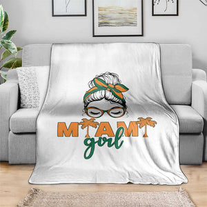 Miami Girl Messy Bun Bandana Throw Blanket South Florida Pride Palm Trees TS02 Print Your Wear