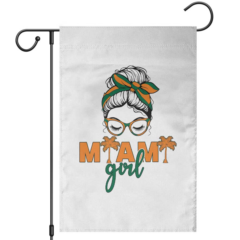 Miami Girl Messy Bun Bandana Garden Flag South Florida Pride Palm Trees TS02 White Print Your Wear