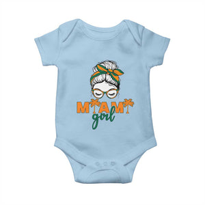 Miami Girl Messy Bun Bandana Baby Onesie South Florida Pride Palm Trees TS02 Light Blue Print Your Wear